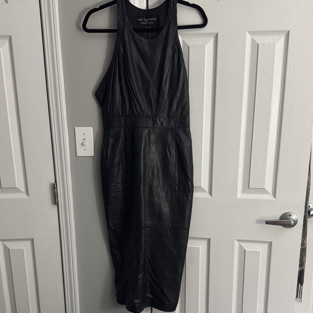 Black Backless Butter Soft Leather Dress